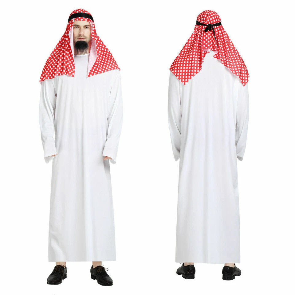New Adult Men's Arab Dress Up Costume Cosplay Halloween Party Outfit Set - Image 3 of 4