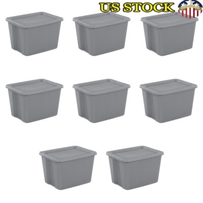 18 Gallon Stackable Plastic Storage Bins W/ Snap-On Lid Pack Ideal  Organizing