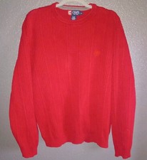 Chaps Men's Sweater Sz L Large Red Cable Knit Classic Vintage Vibes