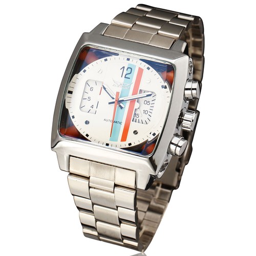 Reloj mecánico automático con correa de acero fluorescente fecha fluorescente JARAGAR 2024 - Imagen 7 de 20