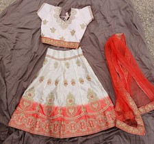 3 Pc Lehenga Set Childs 28 Pink Orange Gold See Whole Description