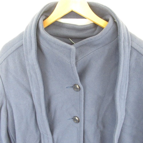 Women's 100% Pure New Wool Blue Coat Size 20 Belted Unbranded 4-Button Lined - Picture 3 of 24