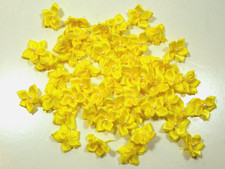 Yellow Satin Ribbon Flower Appliques Offray Pearl Center X 32 pieces 3/4" B52