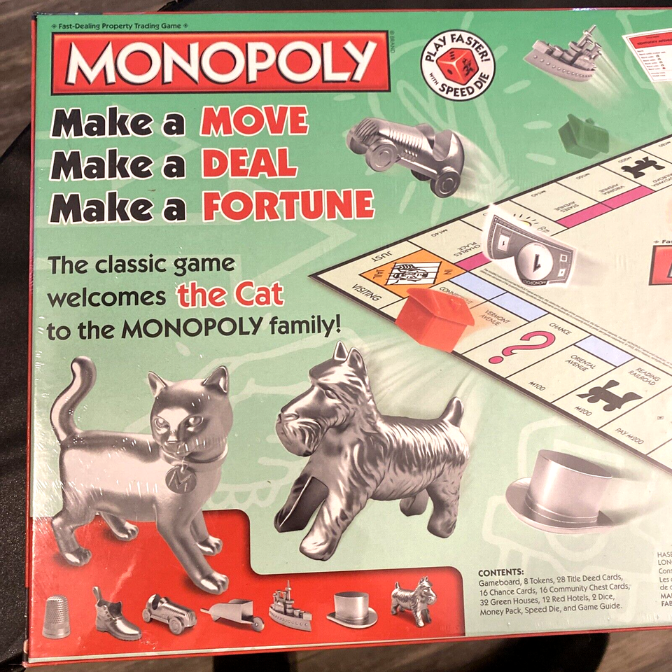 Monopoly Board Game Classic w/ Cat & Speed Die Token Hasbro Brand New