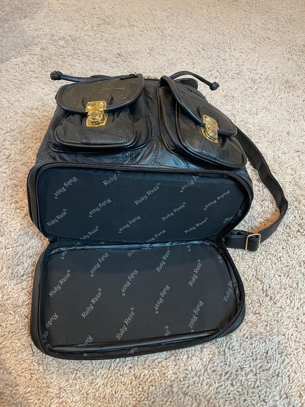 Ruby Rose Collection Black Leather Backpack - image 4