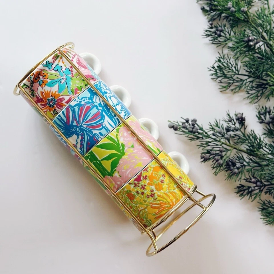 NOVO Conjunto de Canecas Cappuccino Lilly Pulitzer Target Xícaras Louça Café 5 Peças - Imagem 3 de 4