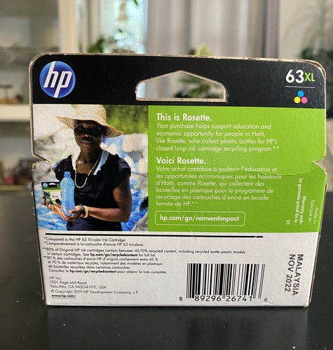 HP 63XL Tri-Color Tintenpatrone Original Original Abgelaufen Nov 2022 Versiegelt - Bild 3 von 9