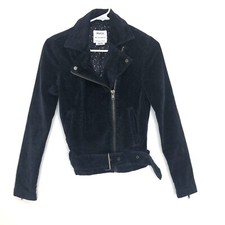 Rvca Moto Jacket Women's Xs Corduroy Belted Blue
