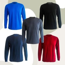 Men Casual Long Sleeve Round Neck Plain T-Shirts Tee Microfiber Material: S-4XL