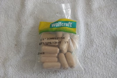 ( 3 ) Wolfcraft Wood Dowel Pins 15 Pack 1/2 '' x 1-1/2 ''  New in package
