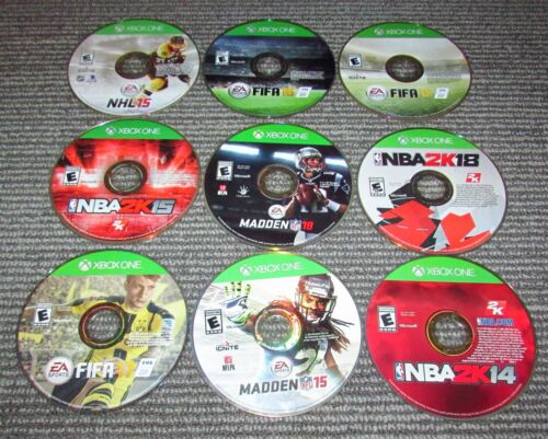 Lot of 9 Microsoft Xbox One Sports Games (Fifa, NBA 2K, Madden, NHL)