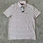 NWT Tommy Hilfiger Polo Mens Small S Pink Striped Short Sleeve Shirt