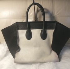 Io Pelle Leather  Weekender Tote Bag Italy Black White Ivory Rare! 