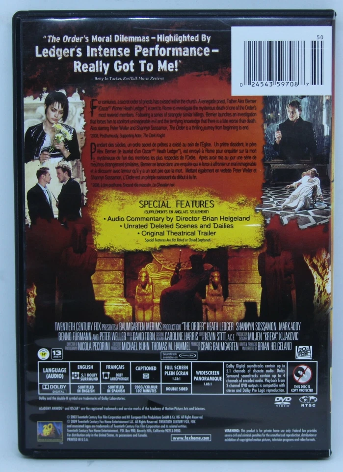 The order - DVD - Heath Ledger, Shannyn Sossamon, Mark Addy - Image 2 of 2