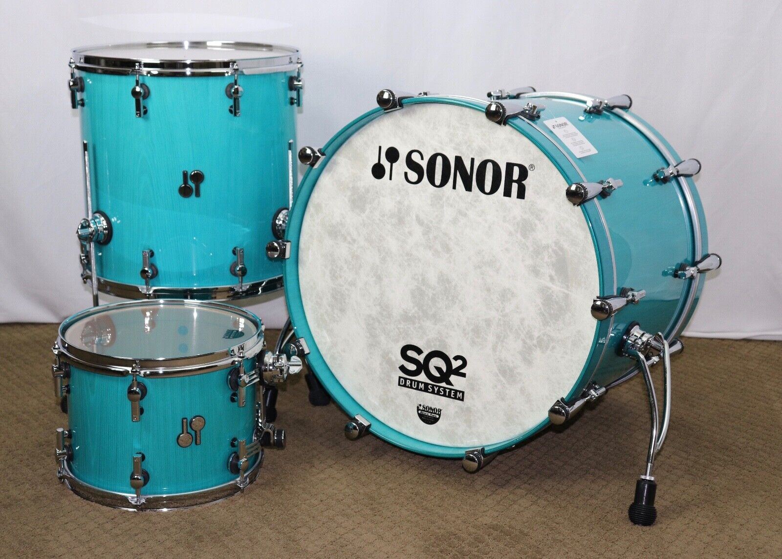 Sonor SQ2 Vintage Beech 3 Pc Kit Vintage Azure High Gloss 22x17, 12x9, 16x16