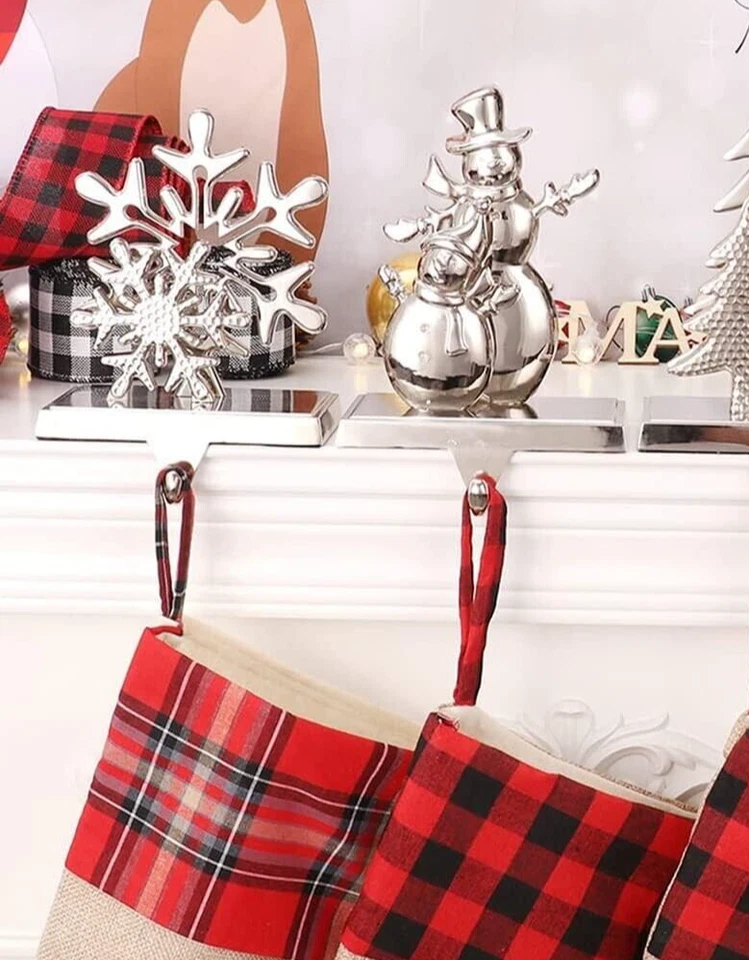 Juego de 4 soportes para medias de Navidad para abrigo, perchas para medias reno muñeco de nieve Foto 2 de 4