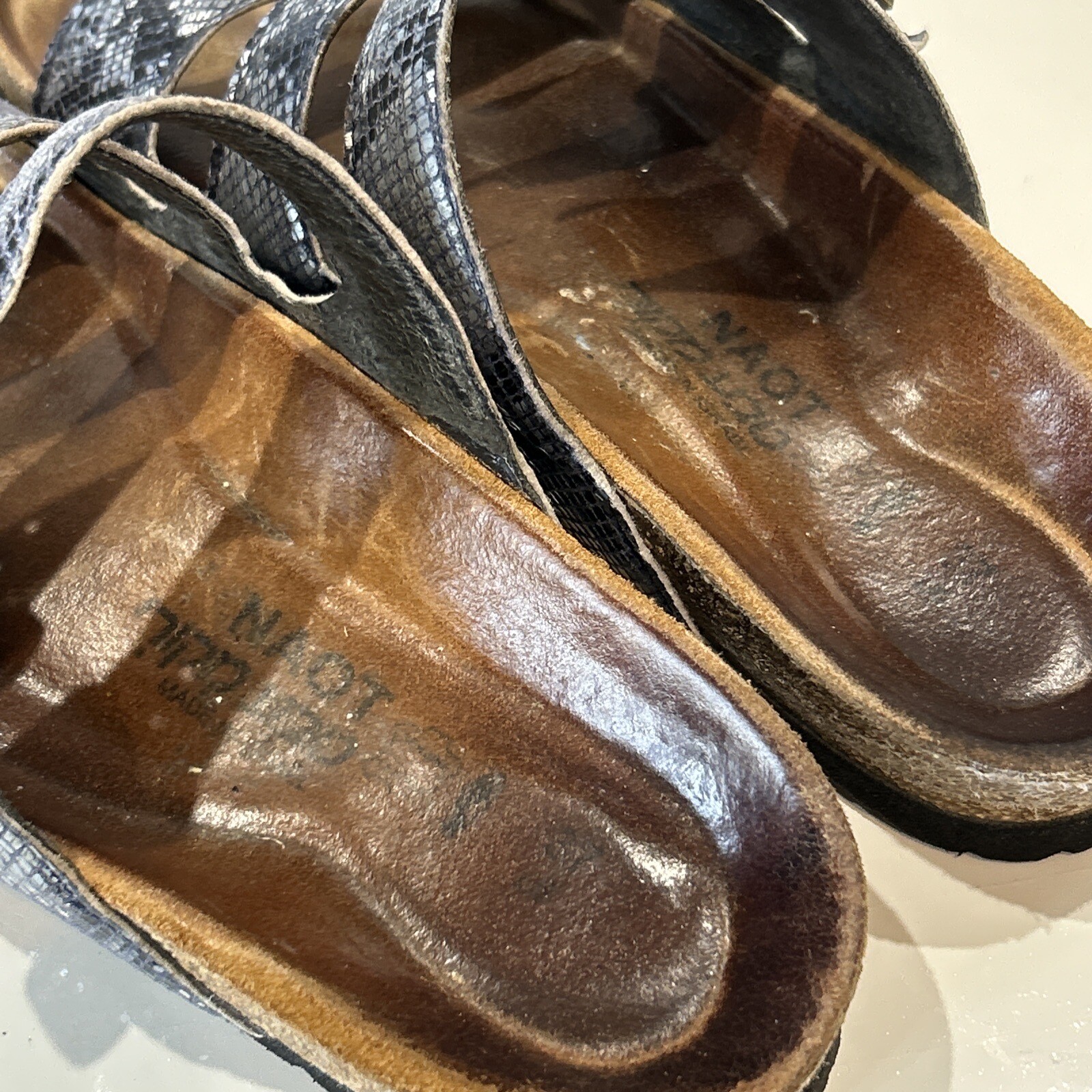 Naot Austin Navy Python 3-Buckle Strap Slide Sand… - image 7