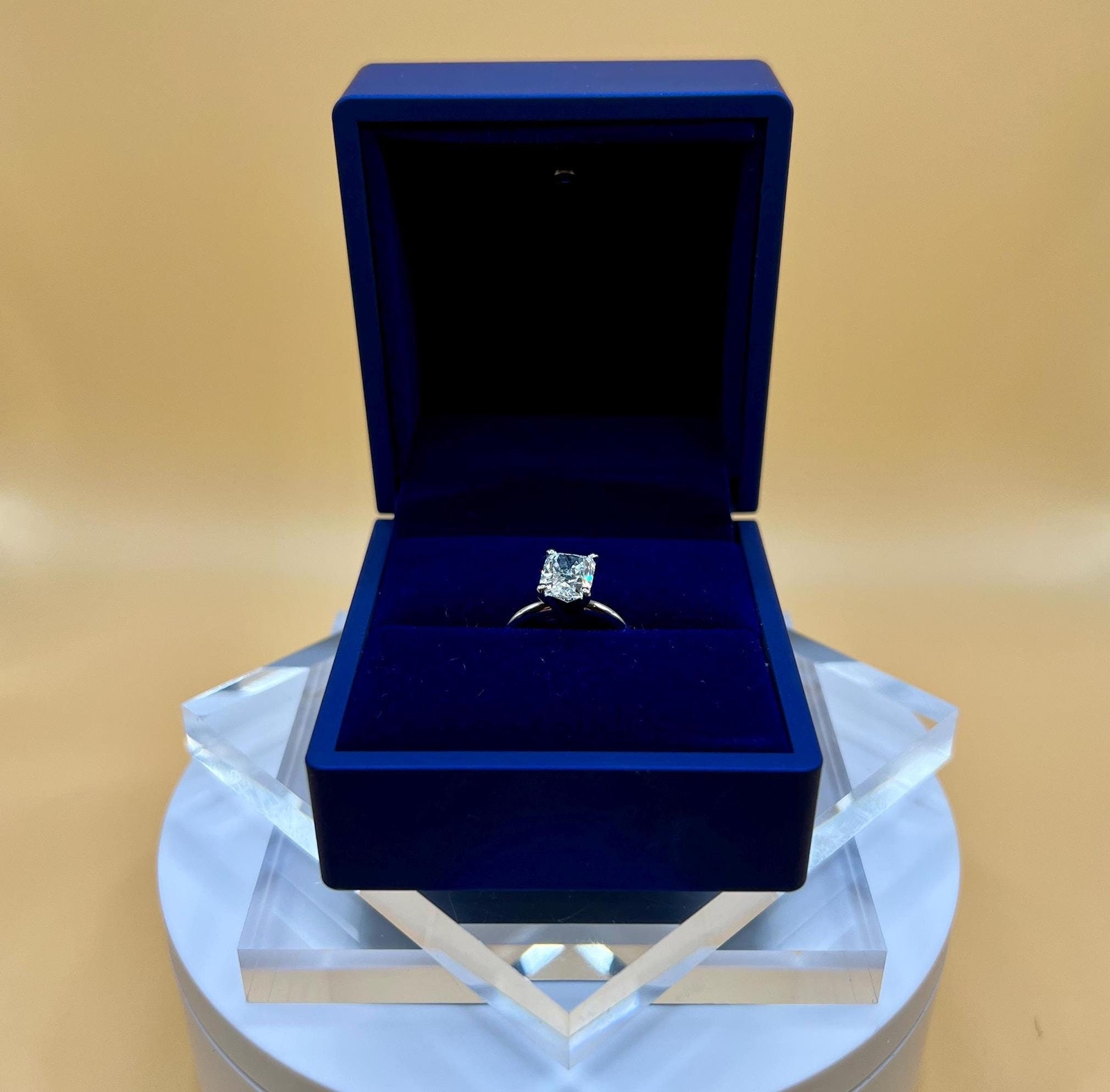 Engagement Ring, 2 CT Cushion Lab Grown Diamond, 14K Gold Elongated Cushion Ring-image
