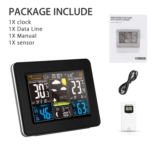 Digital LCD Indoor & Outdoor Weather Station Clock Calendar Thermometer Wireless - Picture 10 of 10