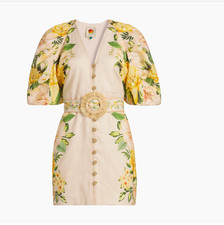 Farm Rio, Sand garden cascade linen dress, NWT size M