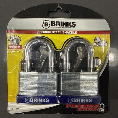 Brinks Boron Steel Shackle 2 Pack Keyed Padlocks 162-51291 Promax Security NEW