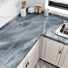 Wallercity Glossy Marble Contact Paper for Kitchen Countertops Granite Peel a...