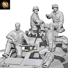 1/35 Resin Figures Model Kit 4pcs Soldiers US Tank Crew WWII Unpainted