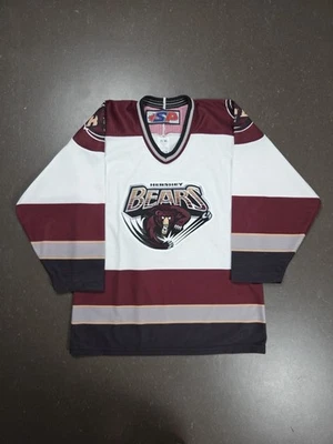 Maillot vintage Hershey Bears Hockey Blanc Bordeaux Canada L/XL - Photo 1/4