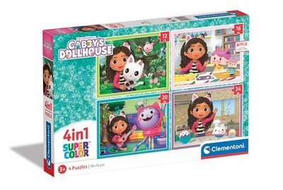 Clementoni DreamWorks Gabby's Dollhouse - 4 Puzzle mit 12, 16, 20 & 24 Teilen fü