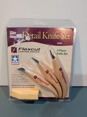Flexcut KN400 Slim Handle Detail Knife Set 3-Piece Wood Carving Knives New