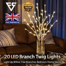 20 LED Branch Twig Lights Light Up Willow Tree Branches Bedroom Home Party Decor