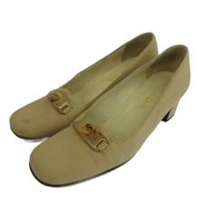 Prada Pumps Round Toe Fabric Beige Women's Size EU37.5/US7.5