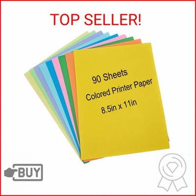 Colored Copy Paper 8.5 x 11 Printer Paper, 90 Sheets Colorful Paper Letter Size,