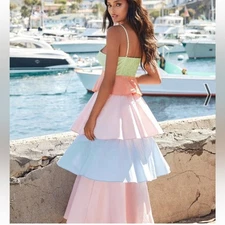 English Factory Tiered Pastel Maxi Dress Europe Greece Resortwear Vacation Girly