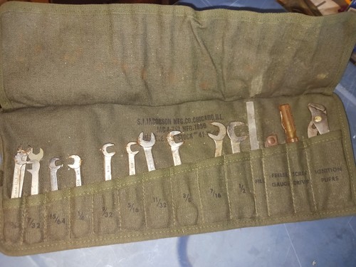 US Army GI Tool Roll Set SAE Angle Ignition Wrenches screwdriver and pliers 