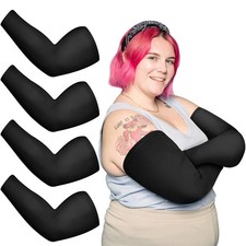 4 Pairs Plus Size Arm Sleeves for Women Men UV Sun Protection Cooling Ice Sil...