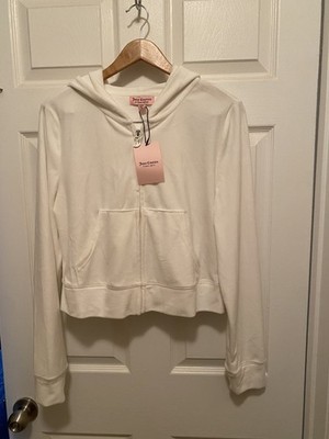 NEW Juicy Couture Hoodie Women's Large Terry Zip Sweatshirt Jacket Rhinestones