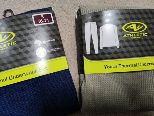 Athletic Works Boys Youth Navy/Green Thermal Underwear Set New Size S (6-7) - Picture 3 of 7