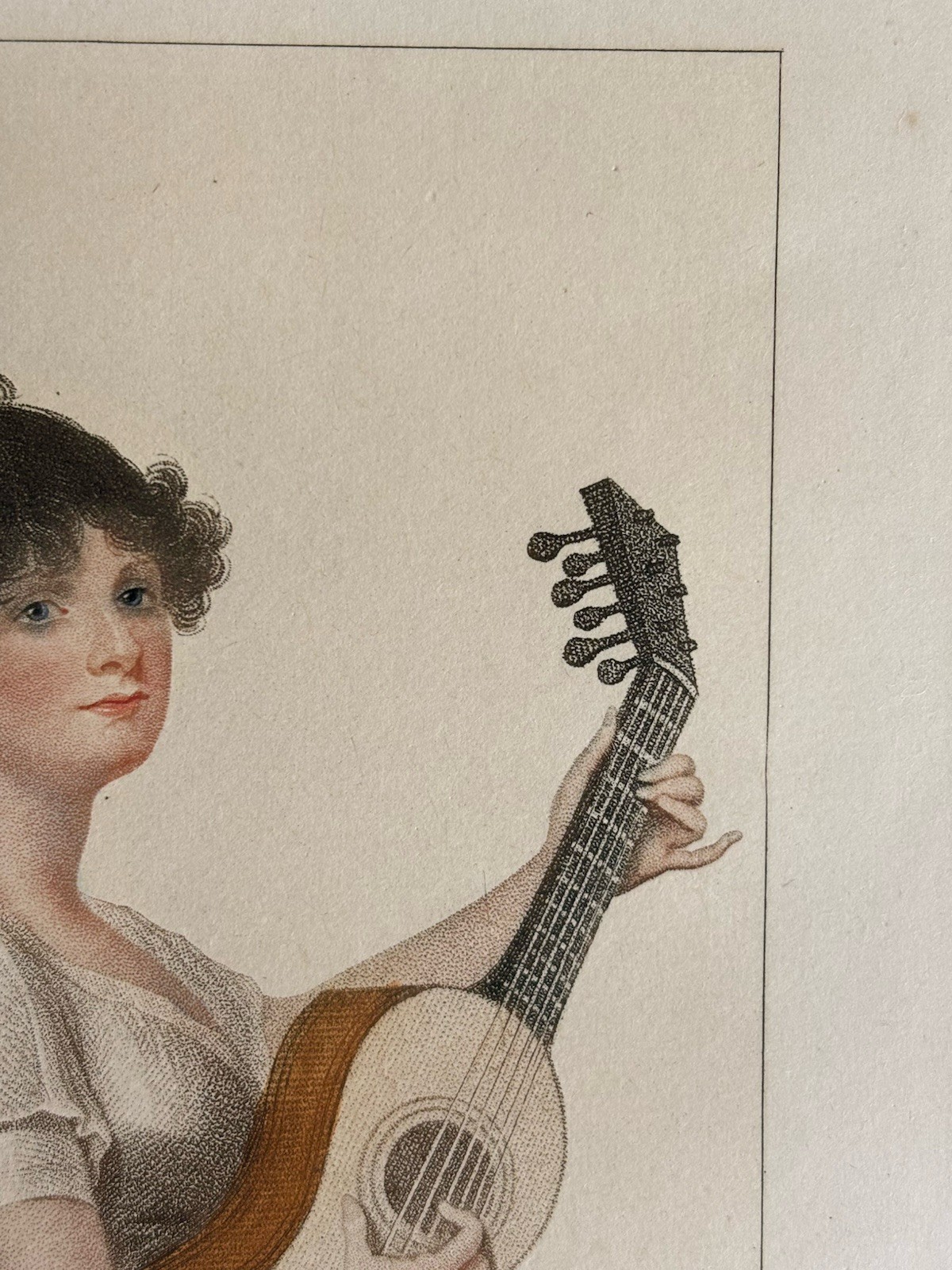 Dujardin Engraving Portrait Musician Mademoiselle Mountain Guitarist Guitarist