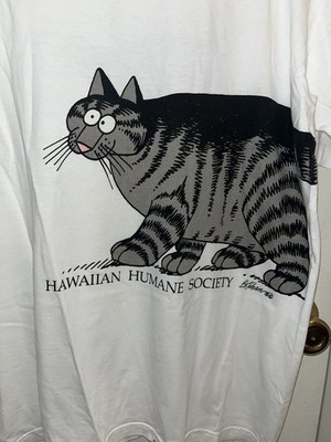 vintage rare b kliban crazy shirt cat hawaii human society AOP XL