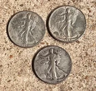 Three 1945 Walking Liberty Silver Half Dollars - very nice!  2 Philly 1 Denver