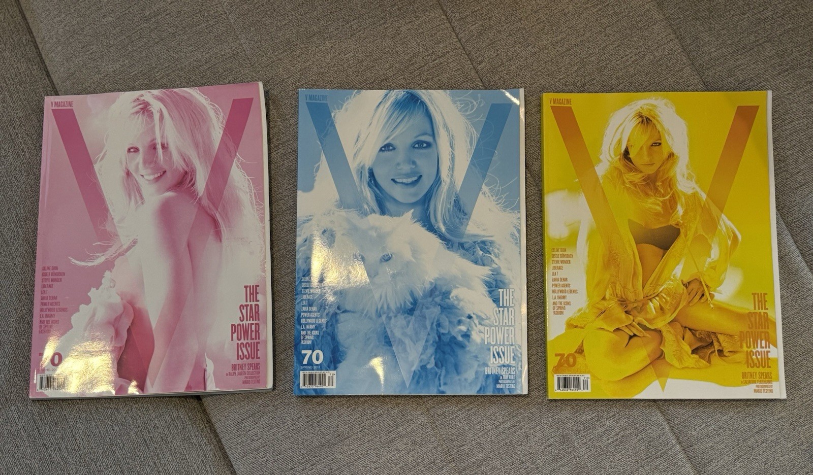 V Magazine Spring 2011 BRITNEY SPEARS Yellow, Blue, And Pink cover (All 3!)