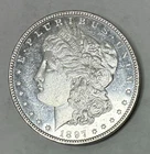 1897 Prooflike Morgan Silver Dollar, Uncirculated Details, Cleaned