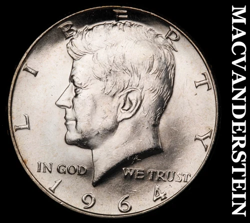 1964 Silver Kennedy Half Dollar - Choice Gem Brilliant Unc  Lustrous  #G9218