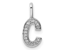 Dije Colgante Inicial -C- Oro Blanco 14K con Diamantes Acento (SIN CADENA)