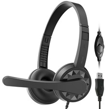 Delton 12y USB Computer Headset Noise-Isolating Headphones In-line Vol Control