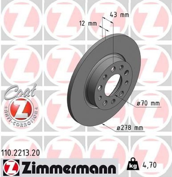 2X Bremsscheibe Zimmermann 110.2213.20 2 Bremsscheiben Hinterachse Hinten-image