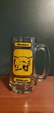 Vintage Western Wildcats Drinking Glass Mug - Bold Logo & Classic School Spirit