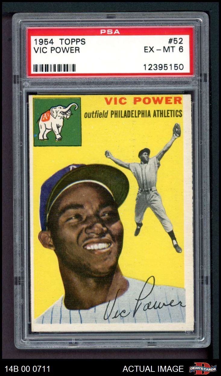 1954 Topps #52 Vic Power Athletics PSA 6 - EX/MT