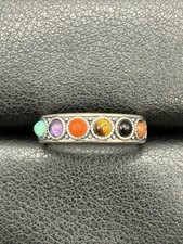 New Condition Sterling Silver Multi Gemstone Ring Size 7 B17